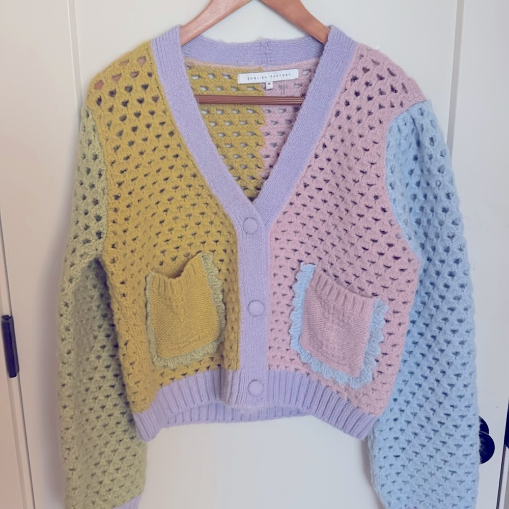 English Factory size Medium spring multi colored cardigan